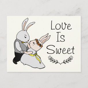 Niedlich Dancing Liebe Bunnies   Liebe ist süße Ho Postkarte