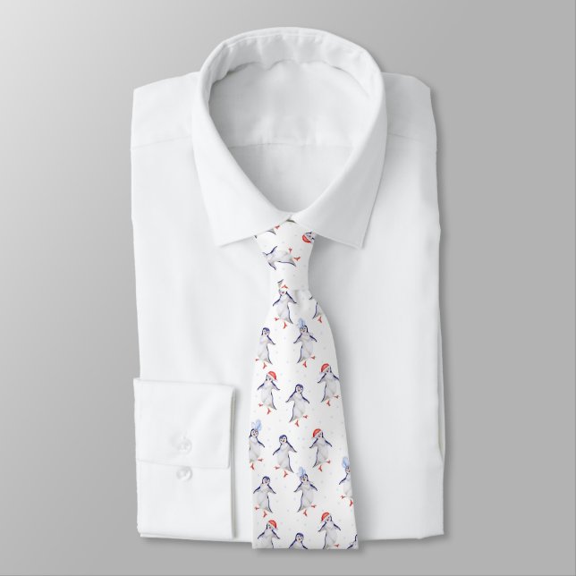 Niedlich Dancing Pinguins Pattern Neck Tie Krawatte (Gebunden)