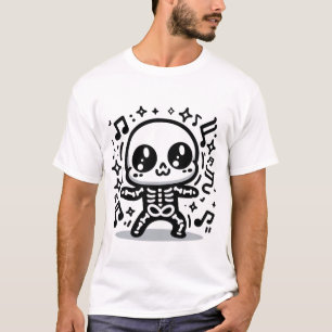 Niedlich Dancing Skeleton Kawaii Halloween Music T-Shirt