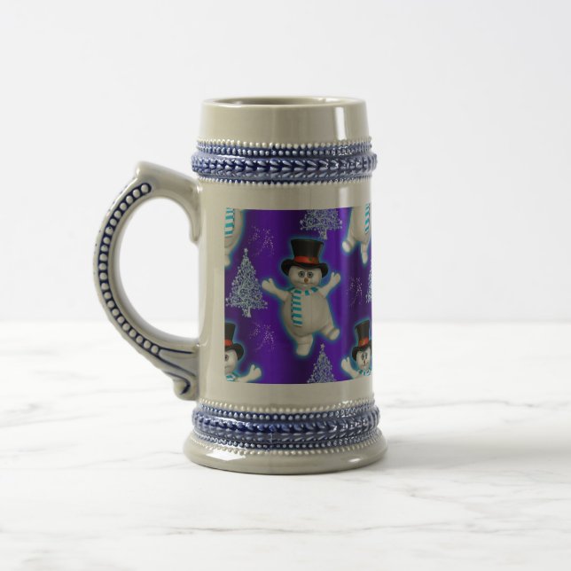 Niedlich Dancing Snowman Blue Christmas Bierglas (Links)