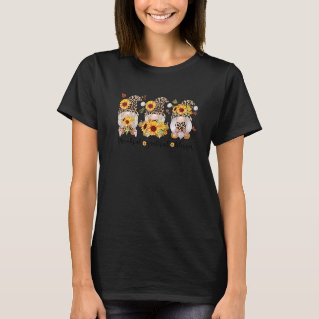Niedlich dankbar, gesegnet Leopard Gnomes Than T-Shirt (Vorderseite)