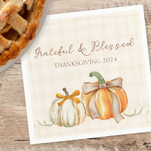 Niedlich Dankbarkeit und gesegnet Pumpkin Bows Ern Serviette