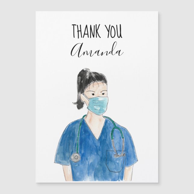 Niedlich Dankeschön an Nurse Custom Watercolor Bla Magnetkarte (Vorderseite)