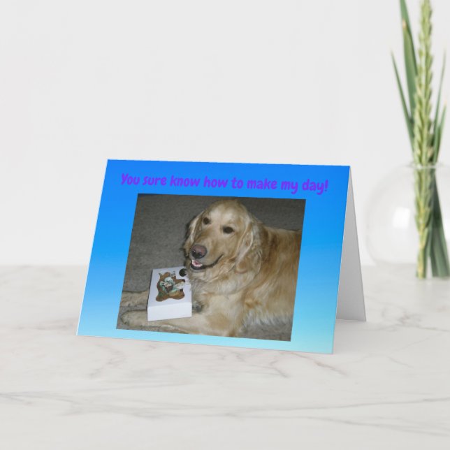 Niedlich Dankeschön Card Golden Retriever mit Leck Karte (Vorderseite)