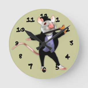 Niedlich Dapper Mouse, die tanzende Cartoon Mouse Runde Wanduhr