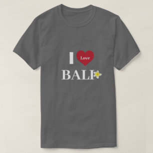 Niedlich Dark Gray "I Heart Bali" Frangipani Unise T-Shirt