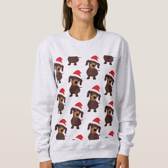 Niedlich Daschund Pattern Sweatshirt (Vorderseite)