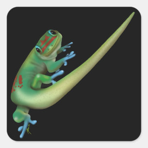 Niedlich Day Gecko ( die Sie reden mit mir? Zurück Quadratischer Aufkleber