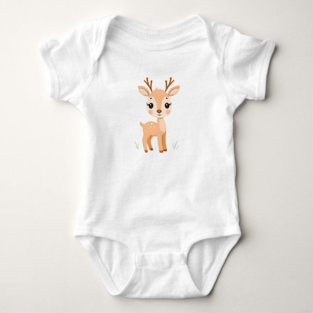Niedlich Deer Baby Jersey Bodysuit Strampler (Vorderseite)