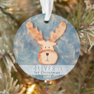 Niedlich Deer Blue Baby's First Christmas Ornament