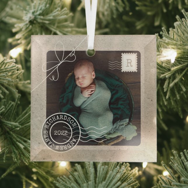 Niedlich Delivery Parcel Baby Birth Announcement F Ornament Aus Glas (Insitu)