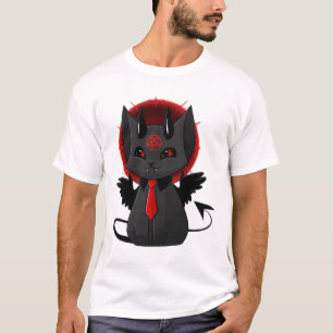 Niedlich Demon Cat Ästhetischer T - Shirt Kawaii G
