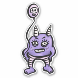 Niedlich Demon Lila Cartoon Horror-Zeichen Aufkleber