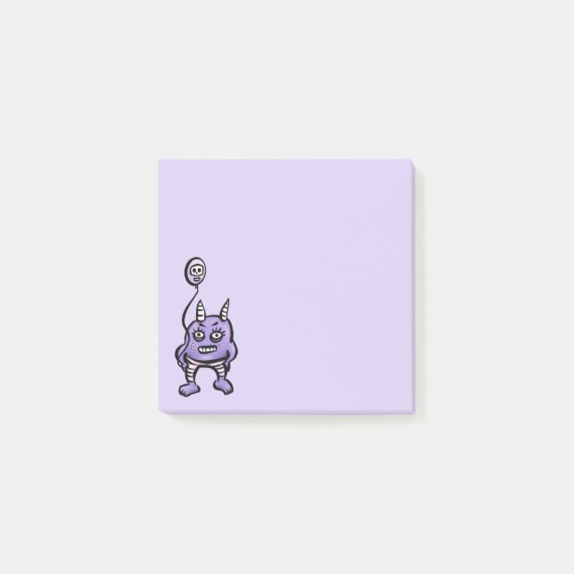 Niedlich Demon Lila Cartoon Horror-Zeichen Post-it Klebezettel (Vorderseite)