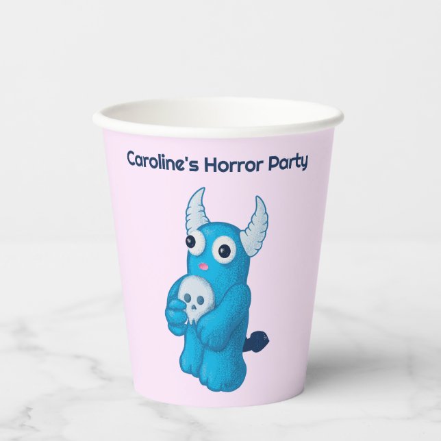Niedlich Demon Skull - Quirky Horror Halloween-Par Pappbecher (Vorderseite)