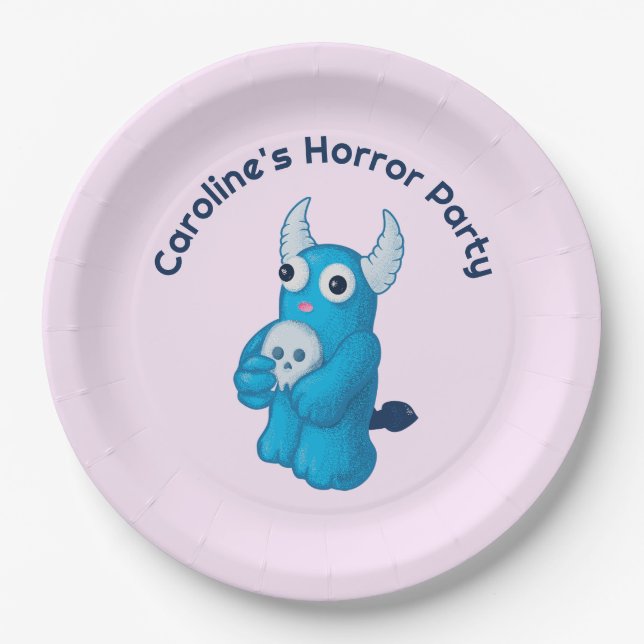 Niedlich Demon Skull - Quirky Horror Halloween-Par Pappteller (Vorderseite)