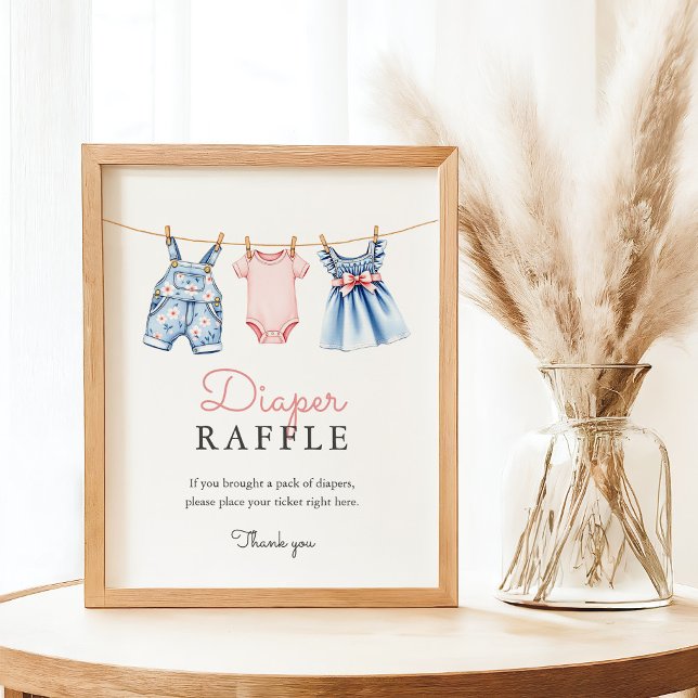 Niedlich Denim Blue Jean Girl Diaper Raffle Game Poster (Von Creator hochgeladen)