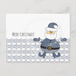 Niedlich Denim Fashion Santa Illustration Feiertagspostkarte