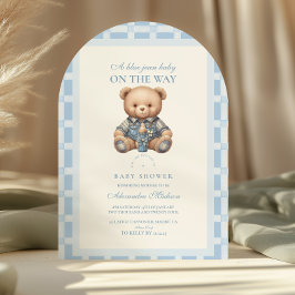 Niedlich Denim Teddy Bear Babydusche Einladung