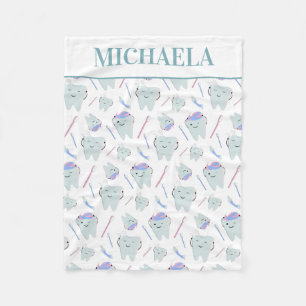 Niedlich Dentalhygienischer Zahnarztmuster weiß Fleecedecke