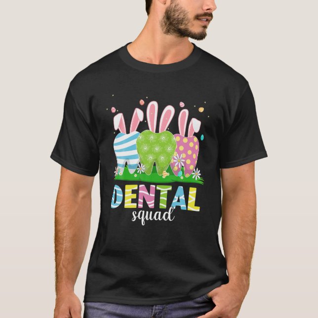 Niedlich Dentist Tooth Bunny Easter Egg Zahnspange T-Shirt (Vorderseite)