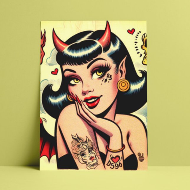 Niedlich Devil Girl Postkarte (Von Creator hochgeladen)