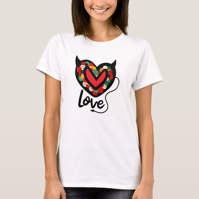 Niedlich Devilish Liebe T - Shirt (Vorderseite)