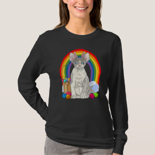 Niedlich Devon Rex Cat Rainbow Happy Oaster Eggs B T-Shirt