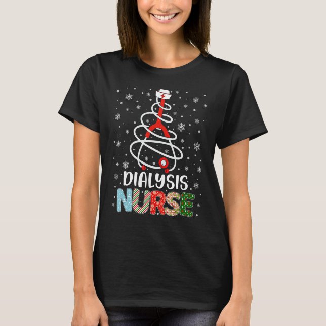 Niedlich Dialysis Nurse Xmas Tree Frohe Weihnachts T-Shirt (Vorderseite)
