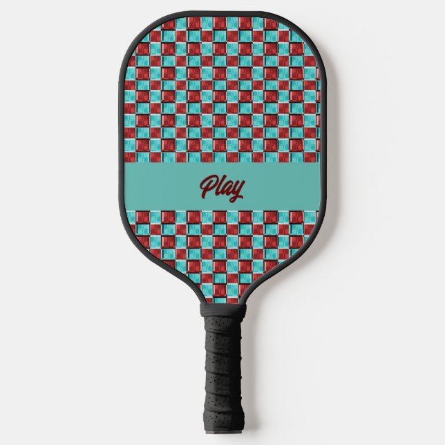 Niedlich Diner Style Karos Muster Pickleball Schläger (Vorderseite)