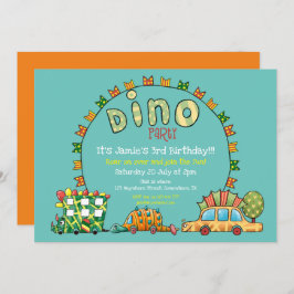 Niedlich Dino Cars Dinosaurier Grün Gelbe Jungen G Einladung