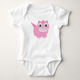 Niedlich Dino Cartoon Girly Pink Baby Strampler