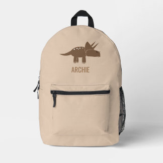 Niedlich Dino Dinosaur Personalisiert Beige Bedruckter Rucksack