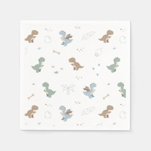 Niedlich Dino Patern White Napkins Serviette
