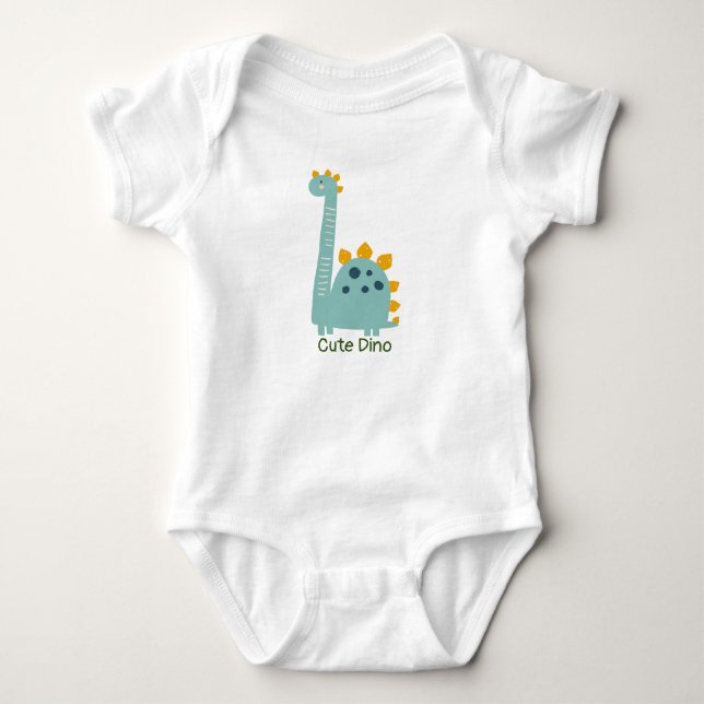 Niedlich Dino Personalisiert Baby Bodysuit Strampler (Vorderseite)