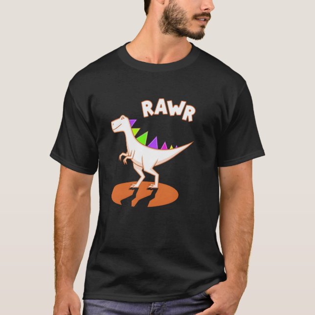 Niedlich Dino Rawr Dinosaur Roaring Funny Kid Dino T-Shirt (Vorderseite)