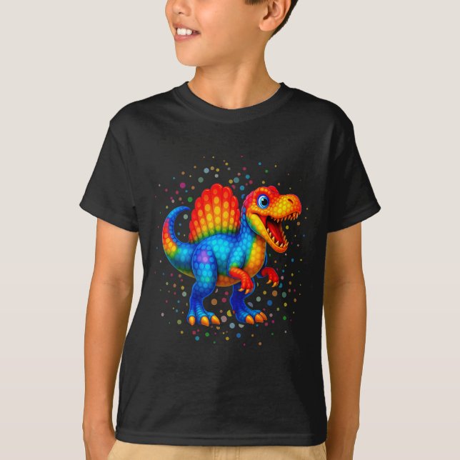 Niedlich Dino Spinosaurus Polka Dot Art Student Do T-Shirt (Vorderseite)