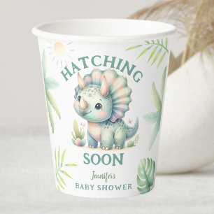 Niedlich Dino Triceratops Dinosaur Green Baby Dusc Pappbecher