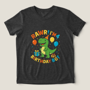 Niedlich Dinosaur 4. Geburtstagskinder Tri-Blend Shirt