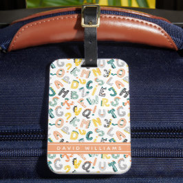 Niedlich Dinosaur Alphabet Muster Individuelle Nam Gepäckanhänger