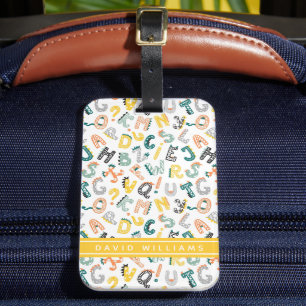 Niedlich Dinosaur Alphabet Muster Individuelle Nam Gepäckanhänger