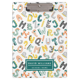 Niedlich Dinosaur Alphabet Pattern Kinderschule Klemmbrett