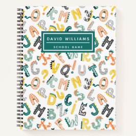 Niedlich Dinosaur Alphabet Pattern Kinderschule Notizbuch