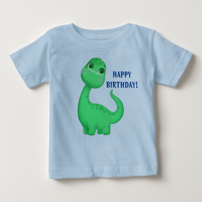 Niedlich Dinosaur Baby Fine Jersey Text Change T - Baby T-shirt (Vorderseite)