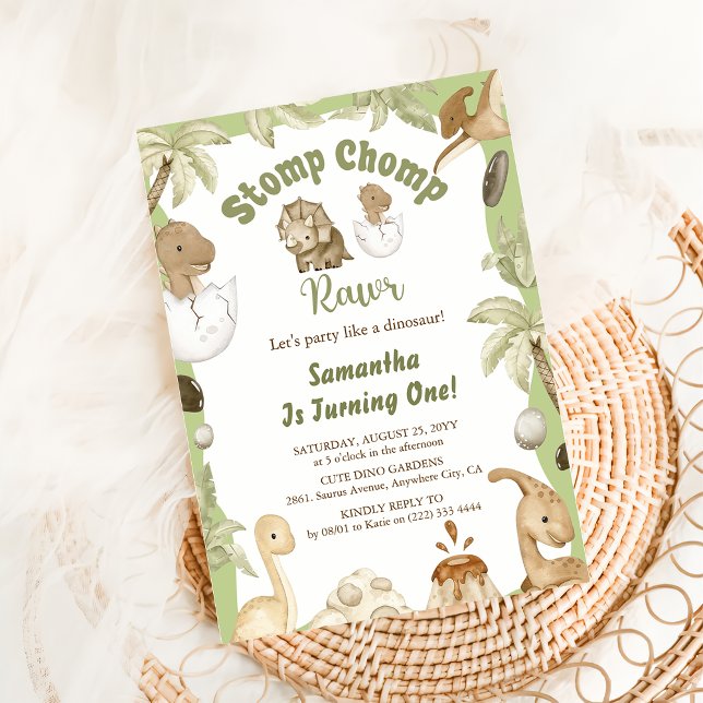Niedlich Dinosaur Boy Birthday Dino Party Einladung (Von Creator hochgeladen)