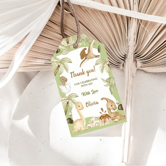 Niedlich Dinosaur Boy Geburtstagsparty Geschenkanhänger (Von Creator hochgeladen)