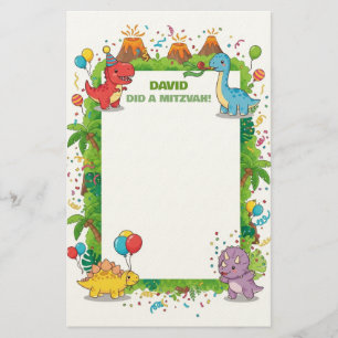 Niedlich Dinosaur Childrens Individuelle Name Mitz Briefpapier