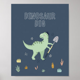 Niedlich Dinosaur-Dig-Zeichen Poster