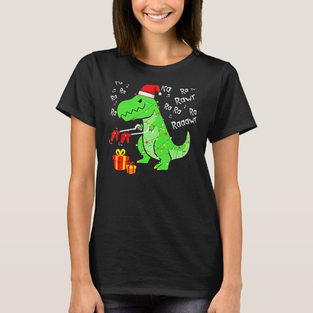 Niedlich Dinosaur Fa Ra Ra Rawr Rawr Christmas Rex T-Shirt (Vorderseite)