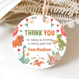 Niedlich Dinosaur Geburtstag Danke Ihnen für Tags Geschenkanhänger